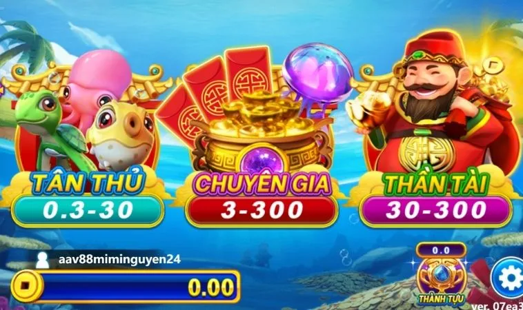 Các phòng chơi trong game Bắn Cá Thần Tài Tại ANO88