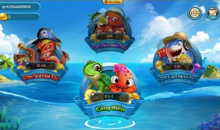 Các phòng chơi trong game Bắn Cá Vua Hải Tặc Tại ANO88