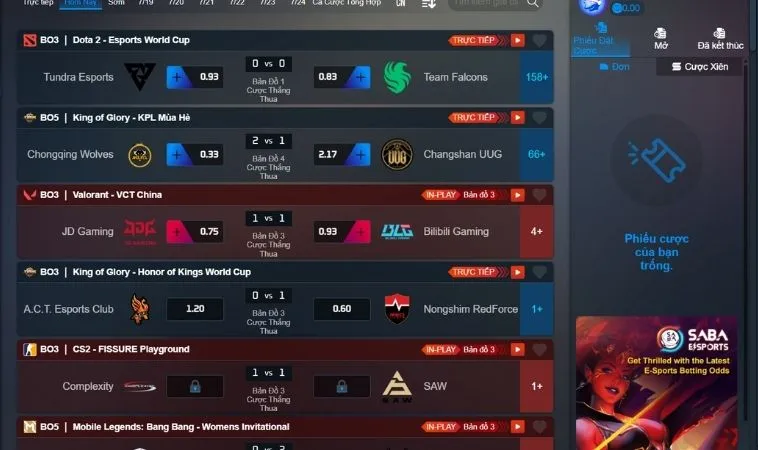 Hướng Dẫn Cách Chơi Thể Thao Điện Tử Tại ANO88 Cho Người Mới 2 Giao diện cá cược Thể Thao Điện Tử Tại ANO88