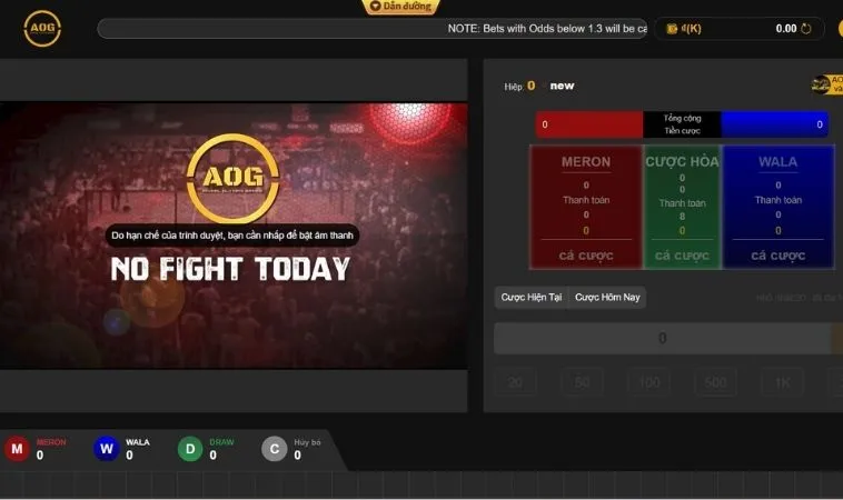 Giao diện đặt cược tại sảnh đá gà ANO88